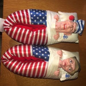 joke slippers showing Ronald & Nancy Reagan